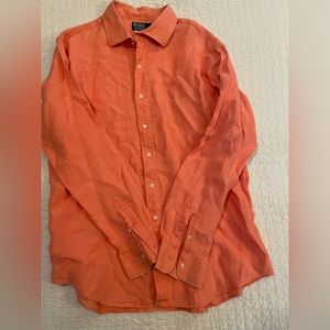 Men’s 100% Linen  Ralph Lauren’s button down orange